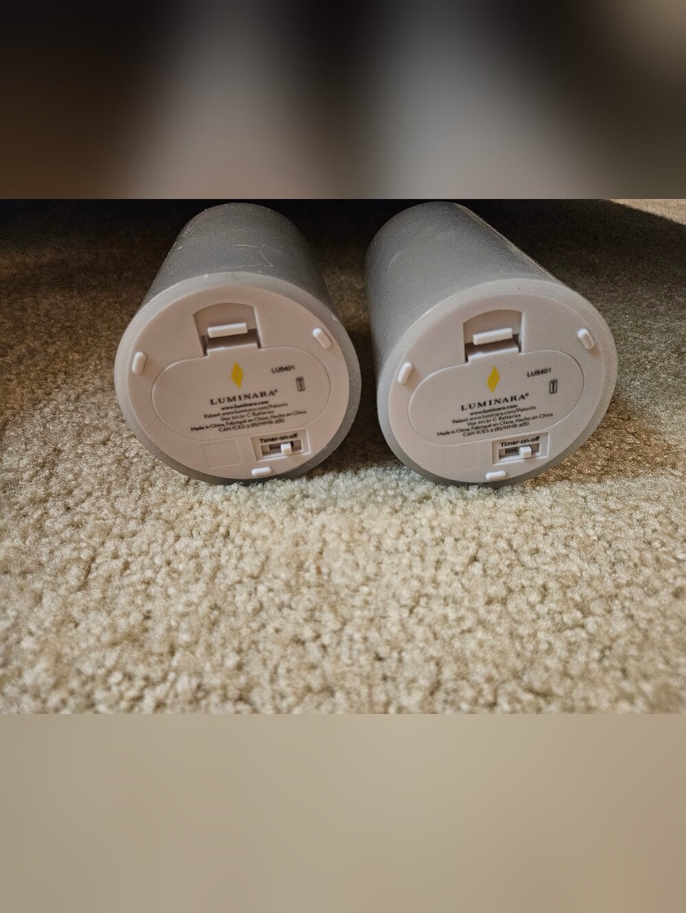 Grey Luminara Pillar Flameless Candles - Set of 2 - Picture 2 of 2
